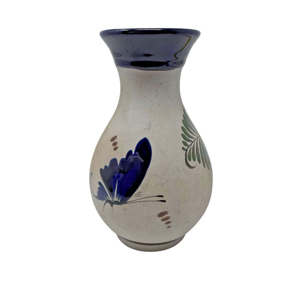 Vintage Tonala Mexican Pottery Vase Bird Floral Design Signed Folk Art 6.5” EUC - Picture 13 of 14